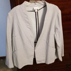Black and white striped collar less blazer